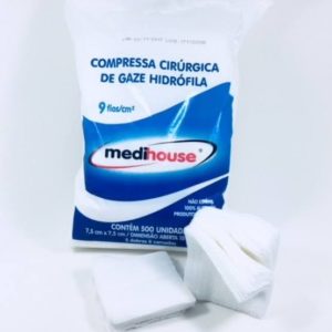 GAZE DE ALGODÃO 7,5X7,5 9FIOS (PCT COM500) COMPRESSA em Extrema MG