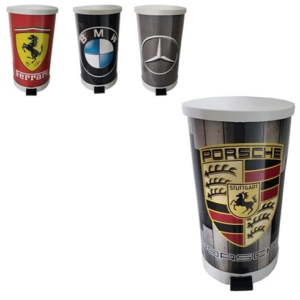 LIXEIRA DE METAL COM PEDAL MARCA AUTOMOTIVA