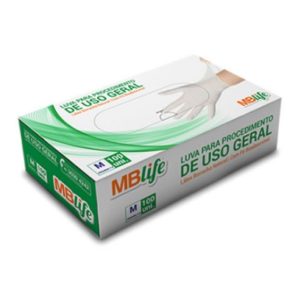 LUVA VINIL M (CX COM100) USO GERAL