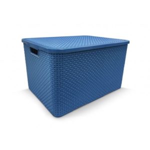 ORGANIZADOR RATTAN COM TAMPA AZUL 15LTS