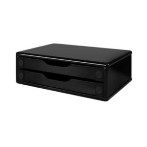 SUPORTE PARA MONITOR PRETO COM2 GAVETAS
